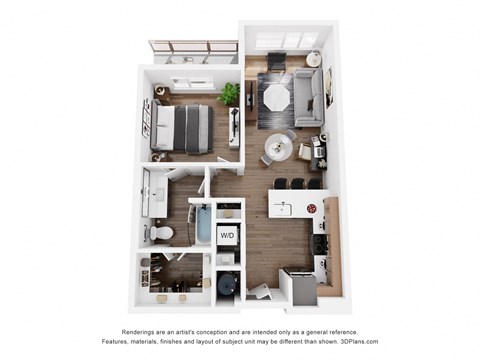 the outlook floor plan of 1190 sqft of living space with a bedroom